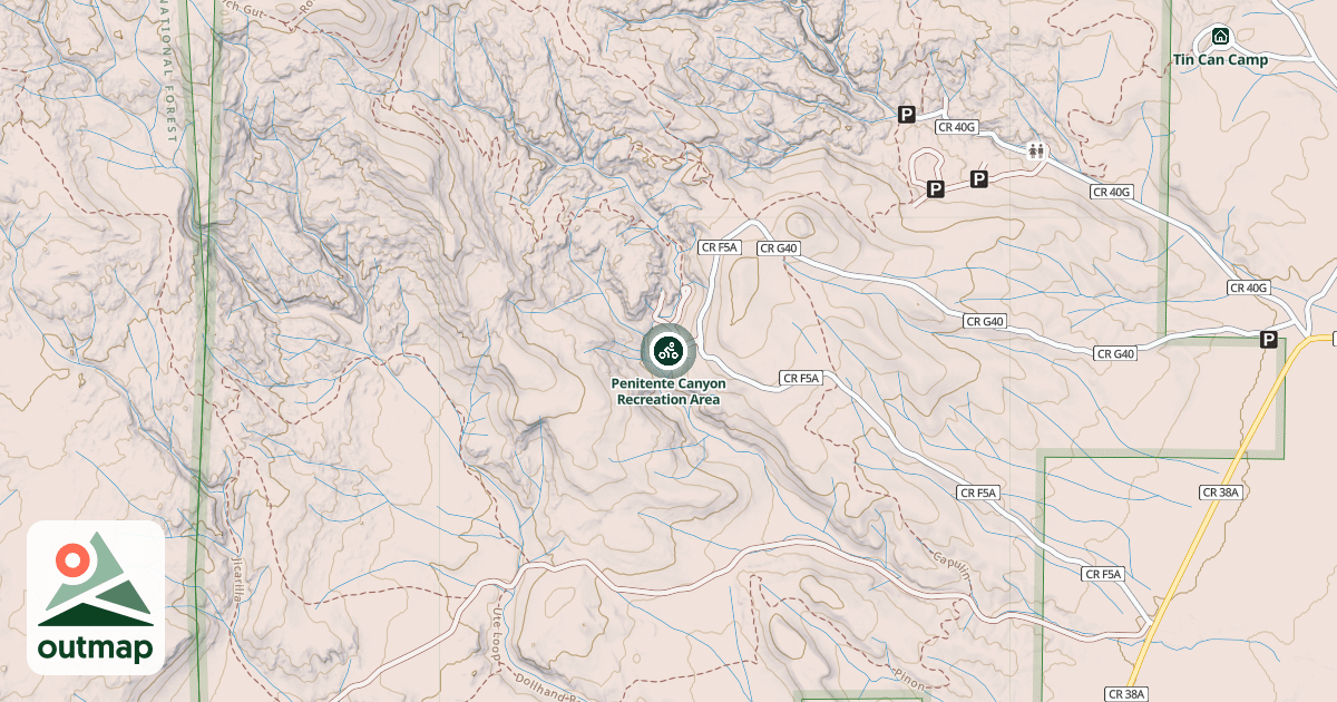 Map of Penitente Canyon Recreation Area