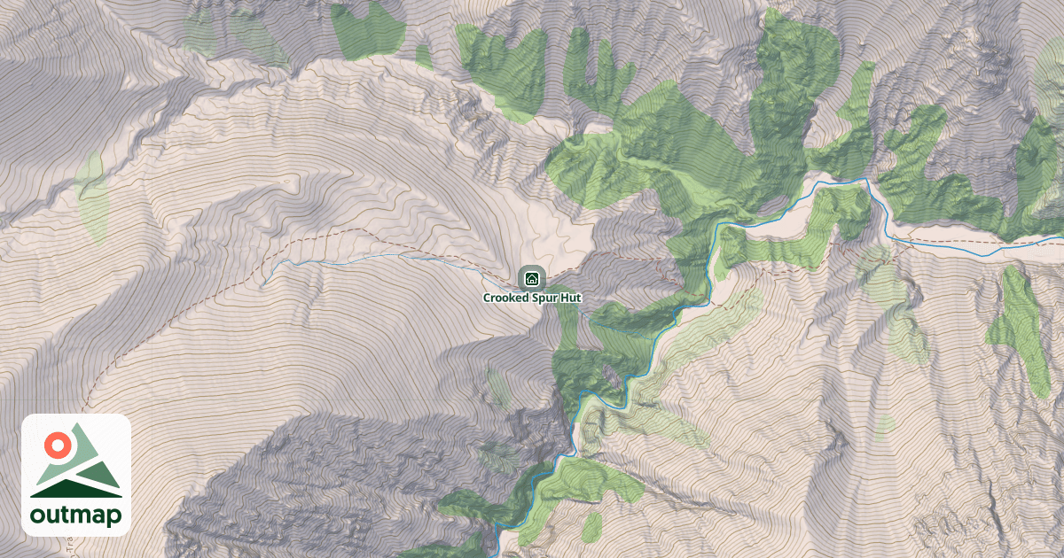 Map of Crooked Spur Hut