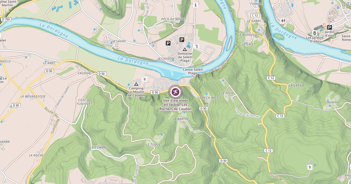 Map preview of Site d'escalade en falaise, Les Rochers de Caudon