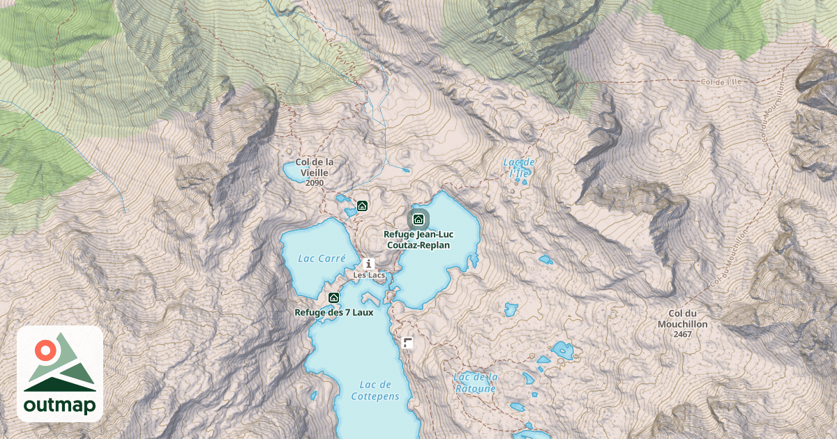 Map of Refuge Jean-Luc Coutaz-Replan