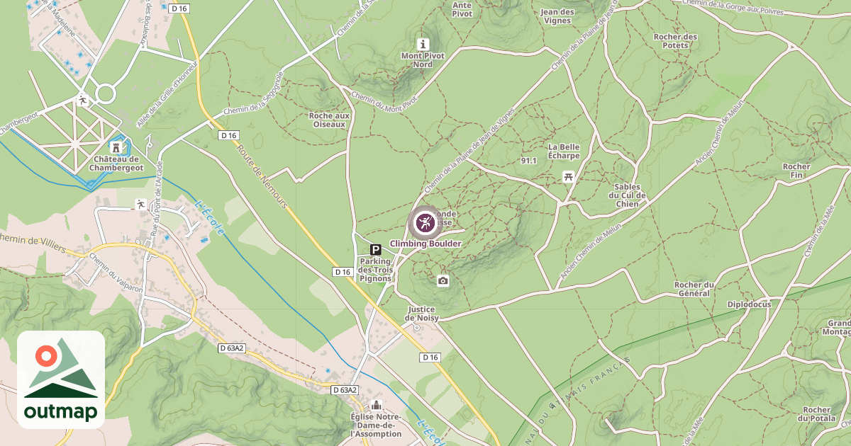 Map of Climbing Boulder