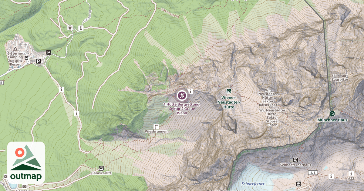 Map of 1 Hütte Bergrettung- Sektor 2 Graue Wand