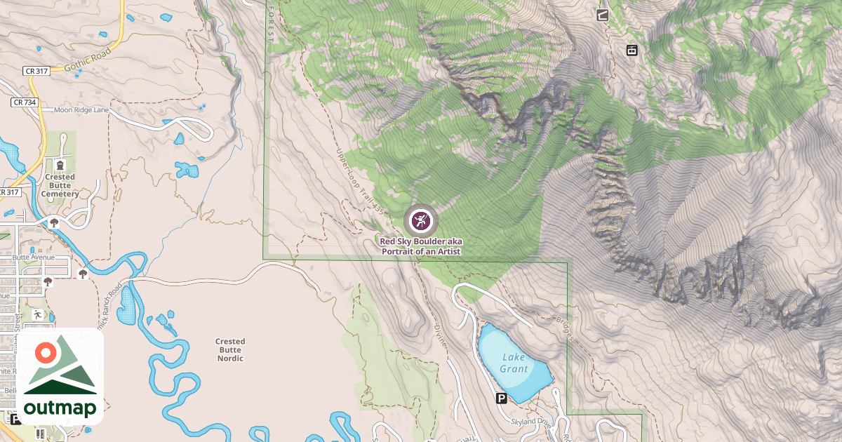 Map of Red Sky Boulder aka Portrait of an Artist