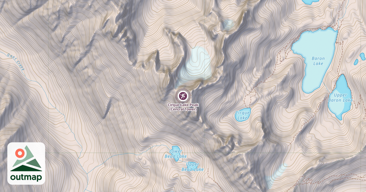 Map of Cirque Lake Peak (Central Tower)