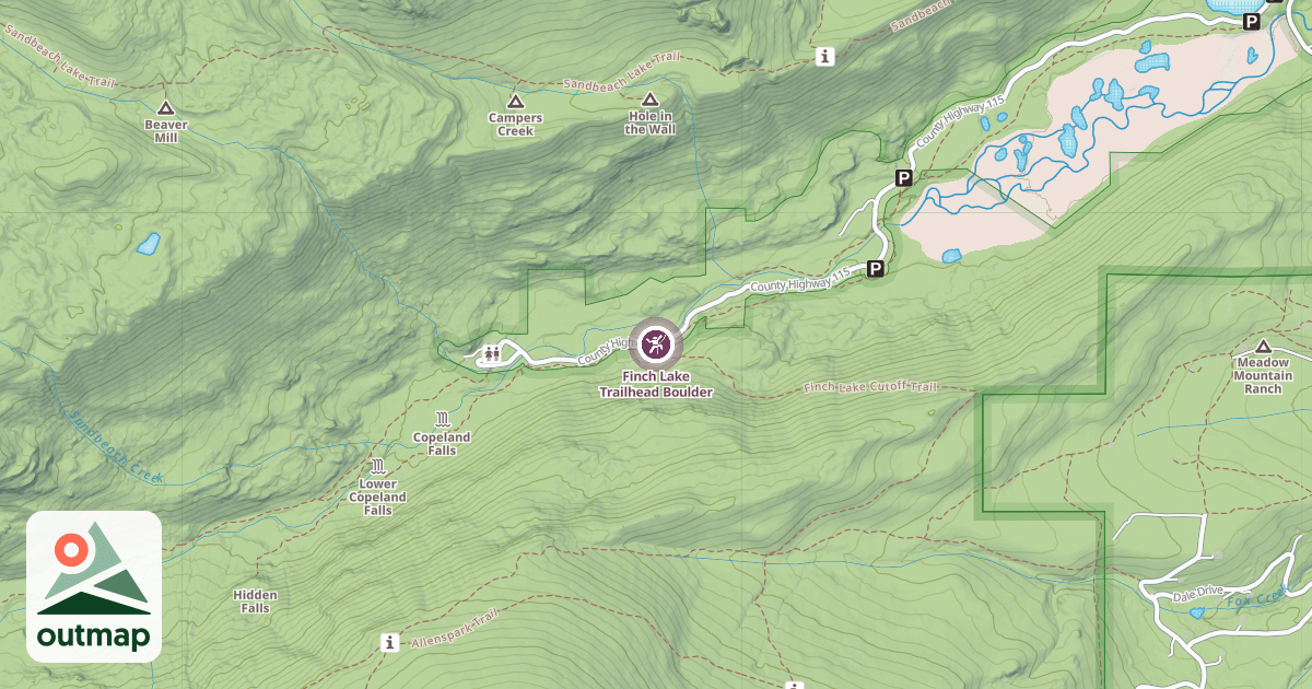 Map of Finch Lake Trailhead Boulder