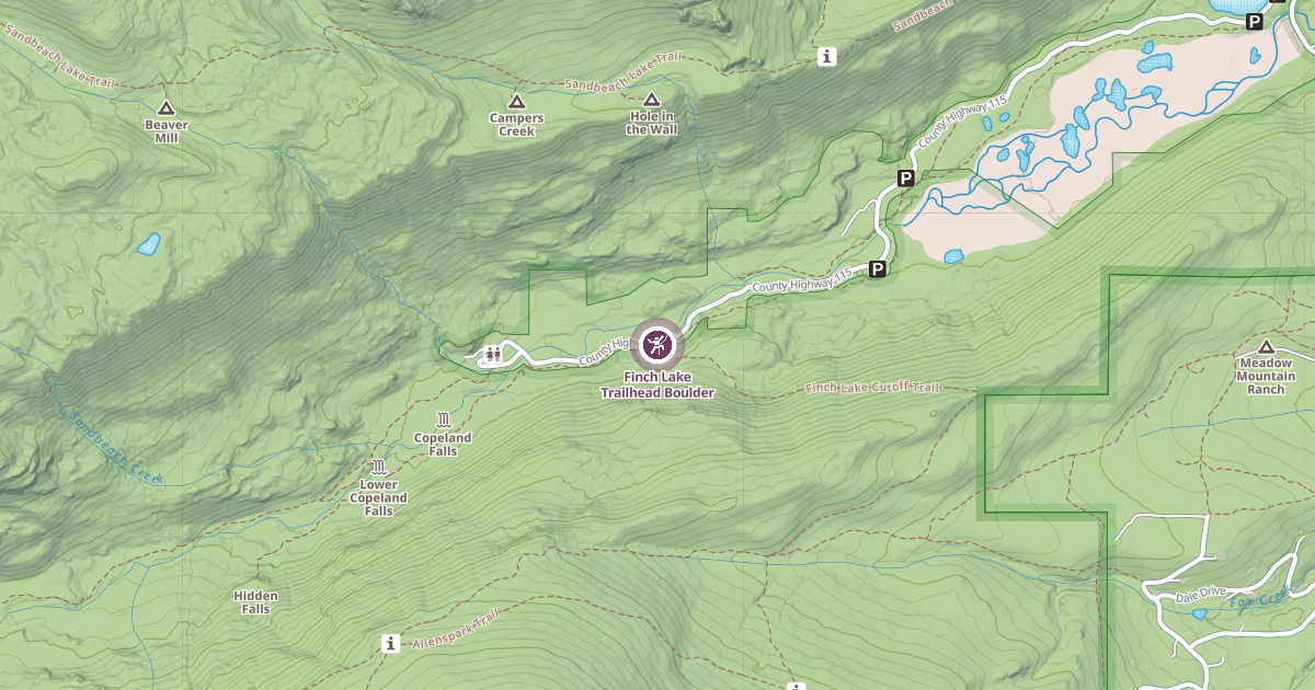 Map preview of Finch Lake Trailhead Boulder