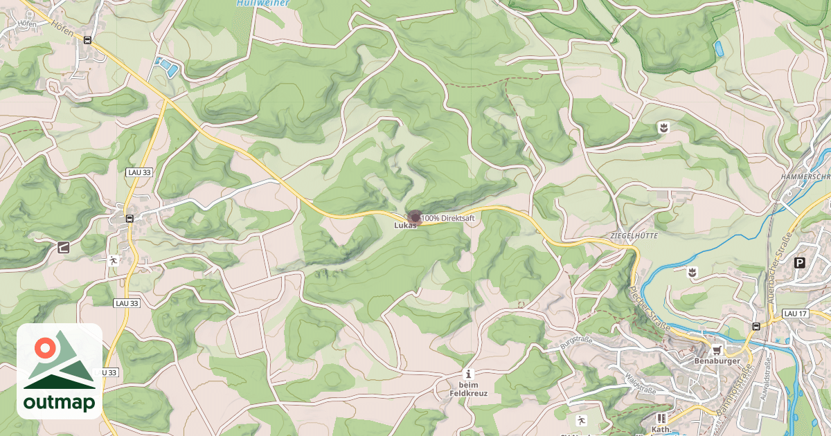 Map of 100% Direktsaft