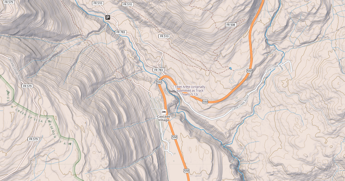 Map preview of Tibet Arête (originally submitted as Track Team)
