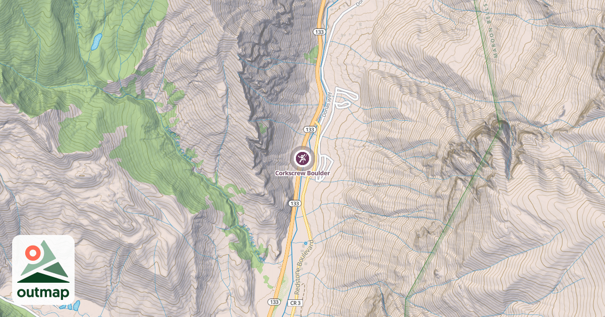 Map of Corkscrew Boulder