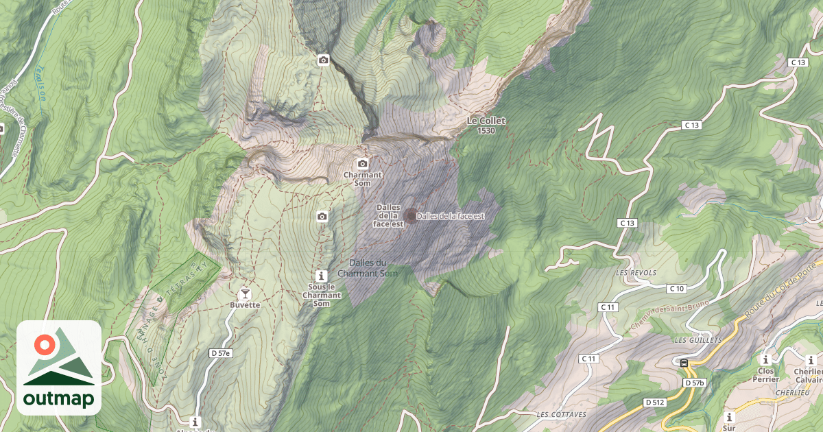 Map of Dalles de la face est