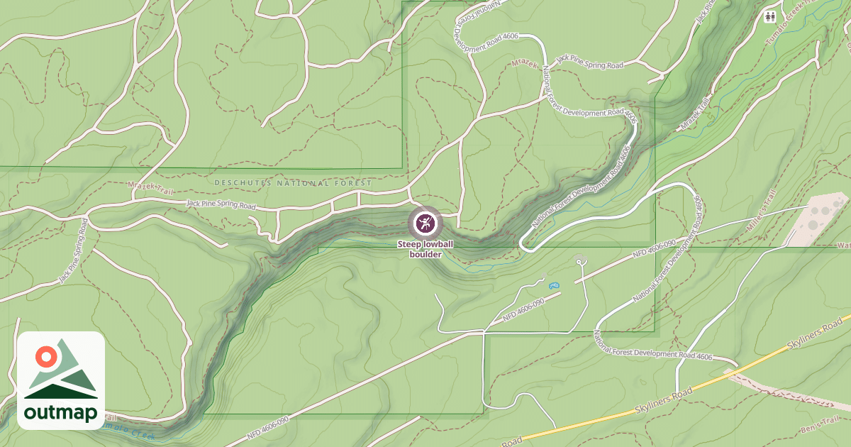 Map of Steep lowball boulder