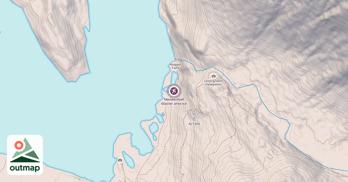 Map of Mendenhall Glacier area ice