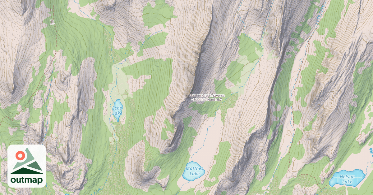 Map of Matthes Crest Traverse - South to North