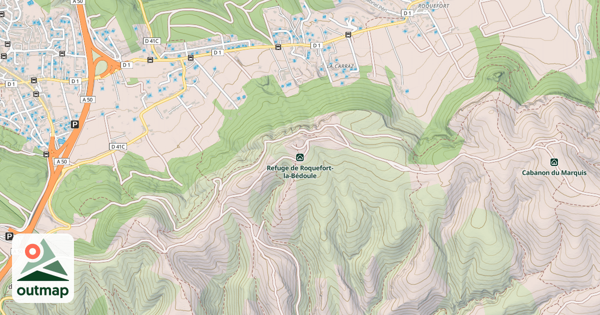 Map of Refuge de Roquefort La Bédoule