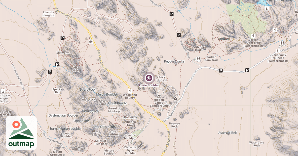 Map of Lizzie Boulder