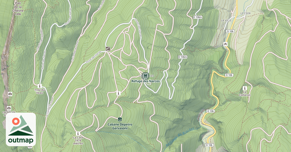 Map of Refuge des Narces