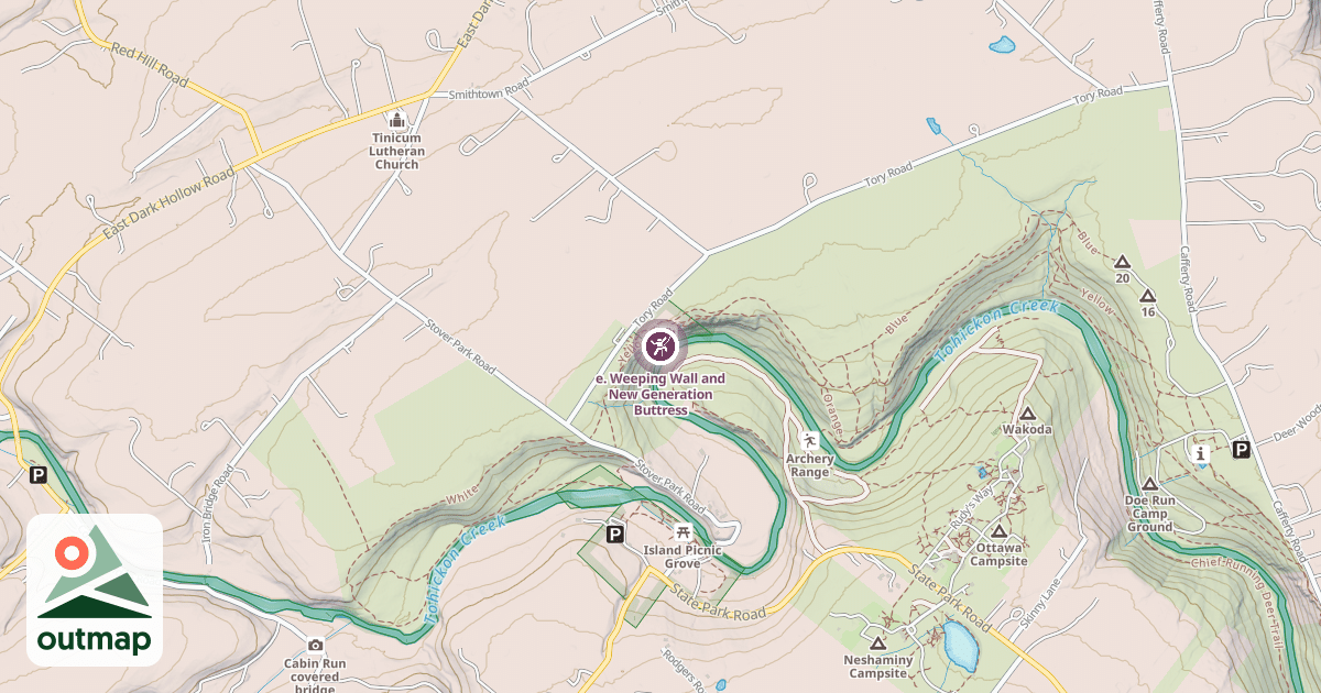 Map of e. Weeping Wall and New Generation Buttress