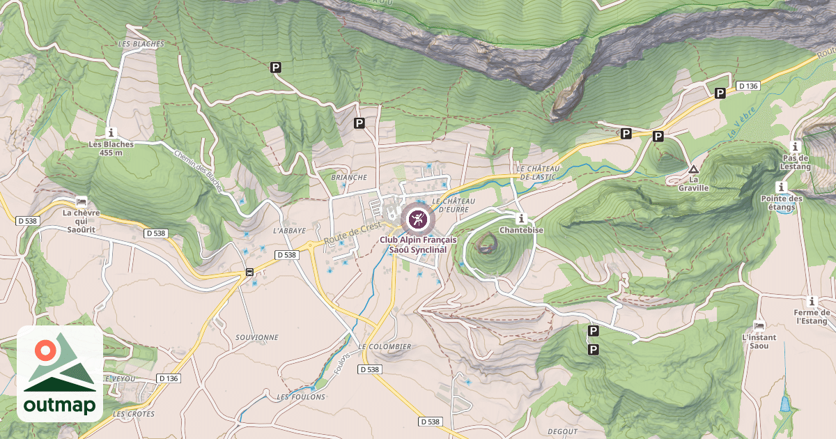 Map of Club Alpin Français Saoû Synclinal