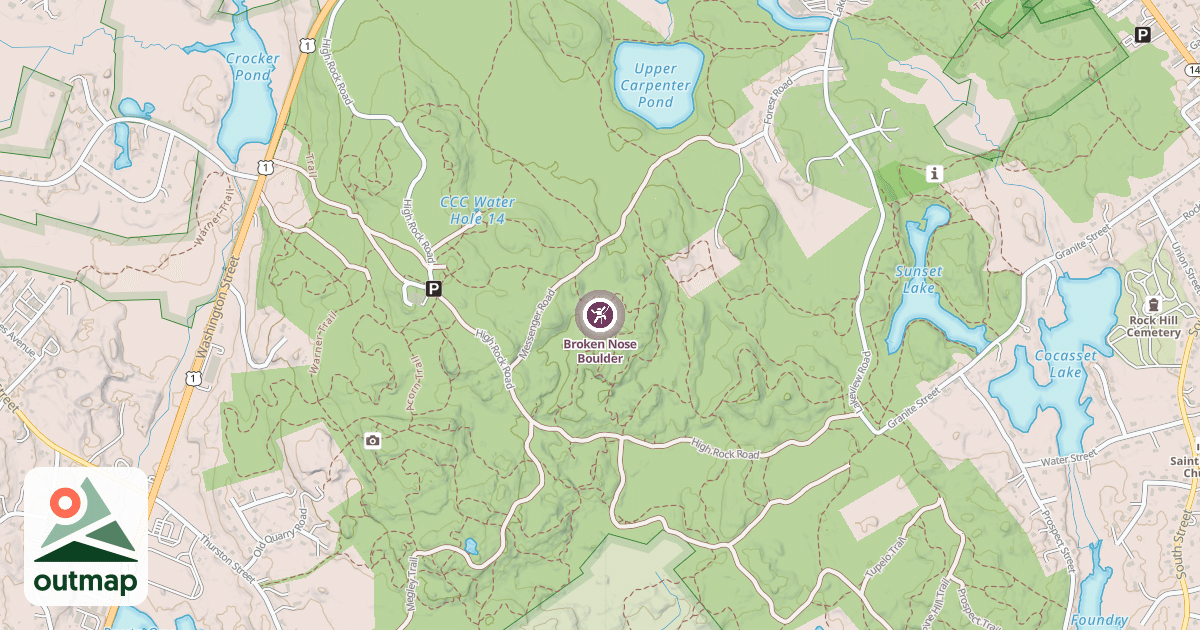 Map of Broken Nose Boulder