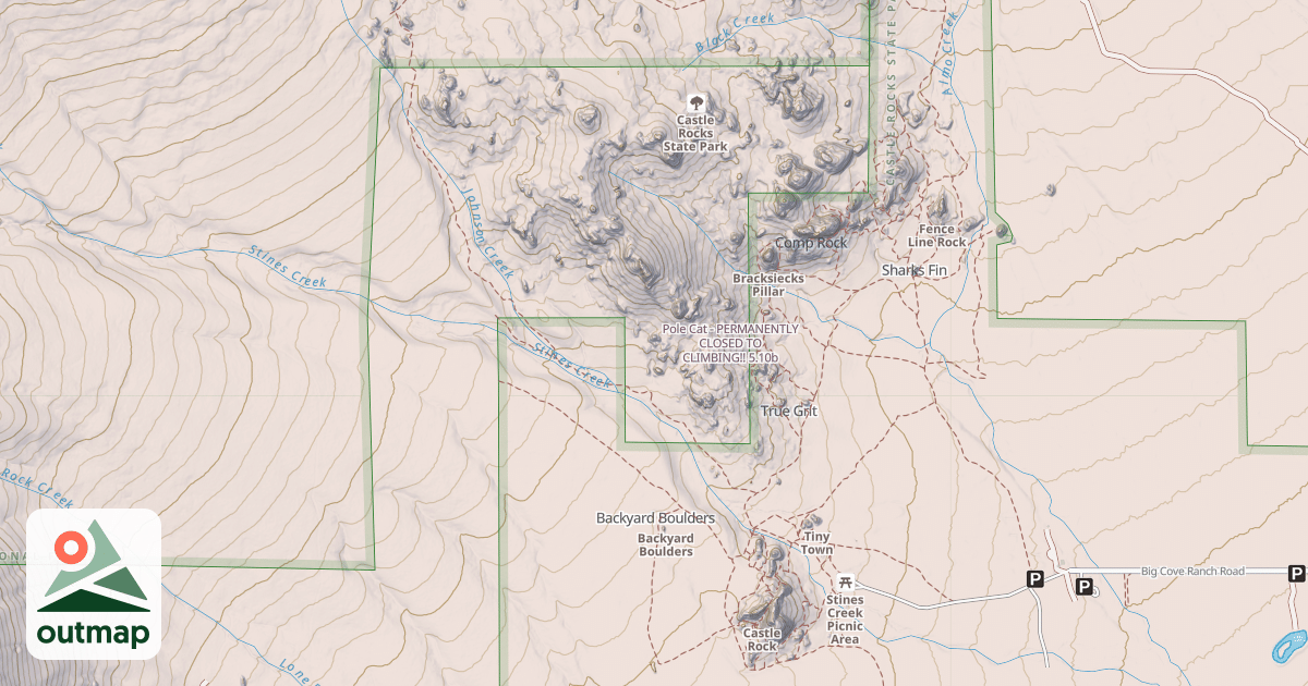 Map of Pole Cat - PERMANENTLY CLOSED TO CLIMBING!!