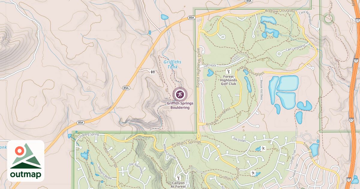 Map of Griffith Springs Bouldering