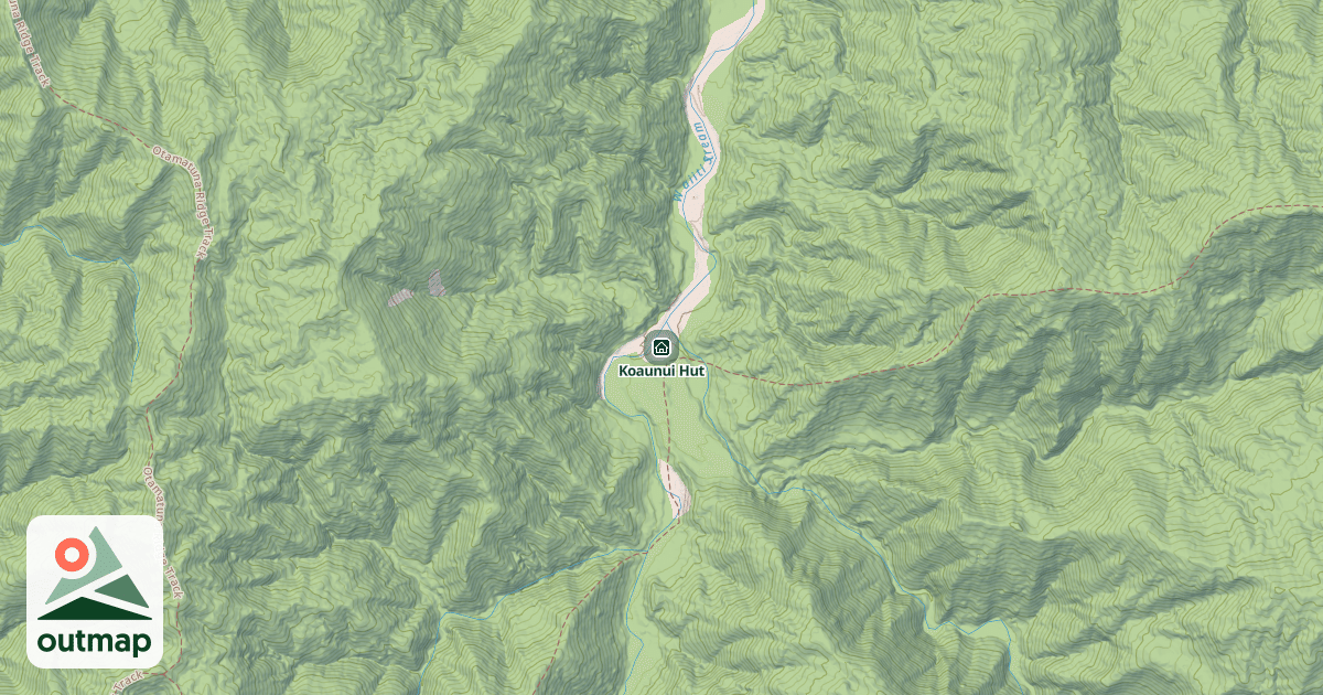 Map of Koaunui Hut in Whakatane District