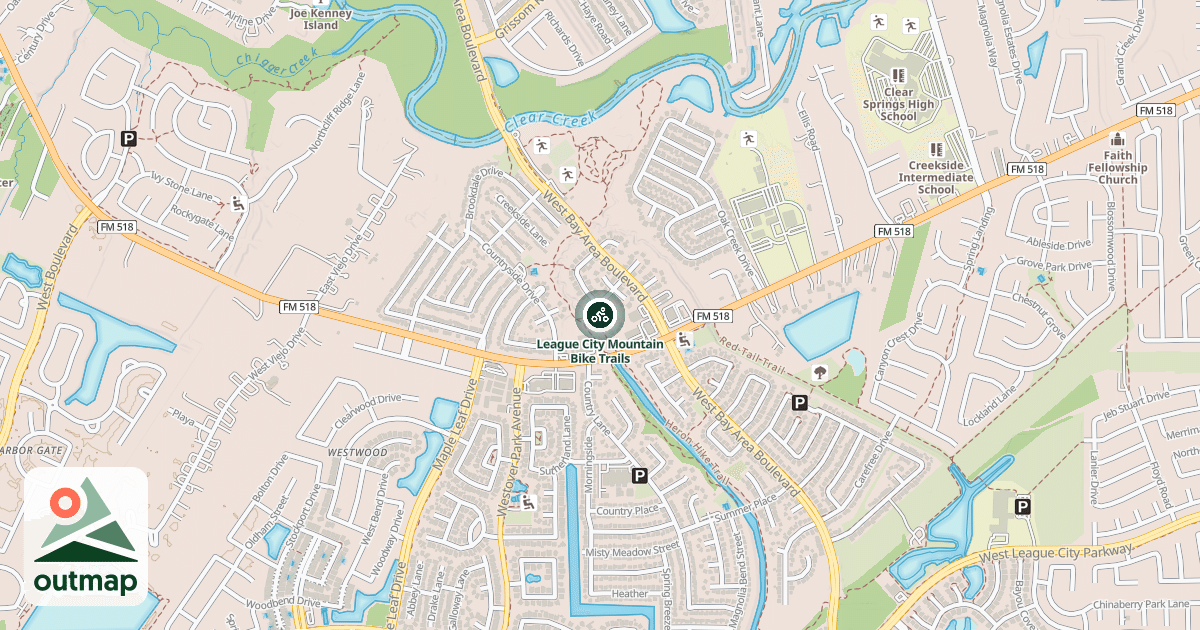 Map of League City Mountain Bike Trails