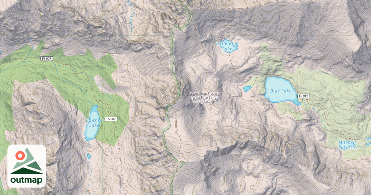 Map of Barber Shop Traverse (West Face Spiral Route)
