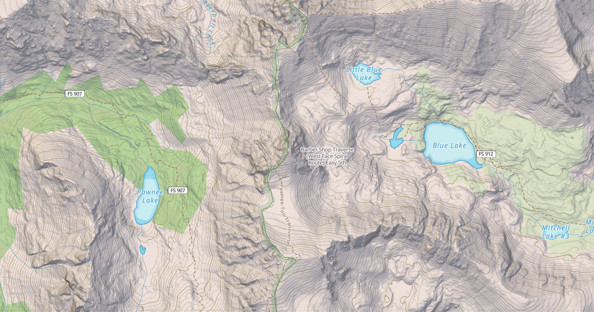 Map preview of Barber Shop Traverse (West Face Spiral Route)