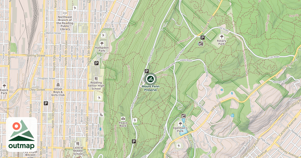 Map of Mount Penn Preserve