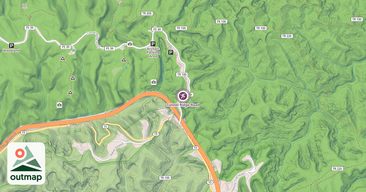 Map of Tunnel Ridge Road