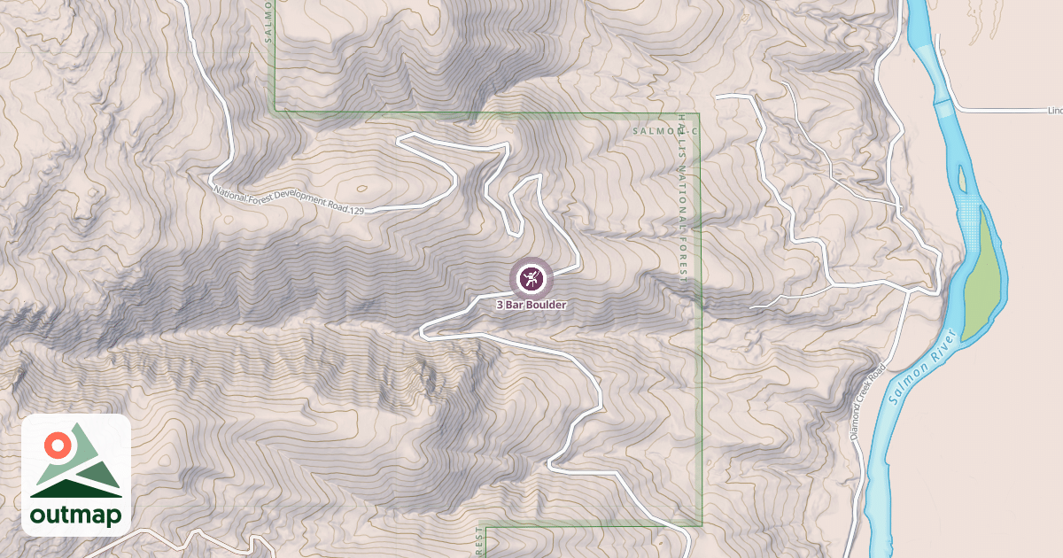 Map of 3 Bar Boulder