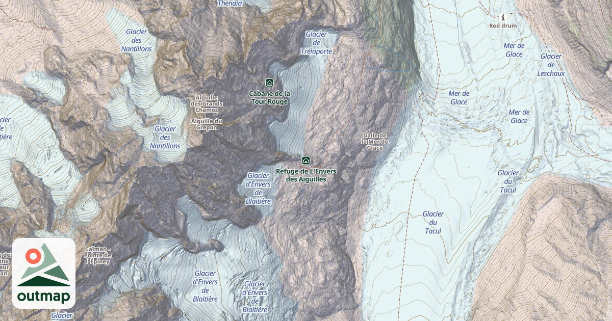 Map of Refuge de L'Envers des Aiguilles