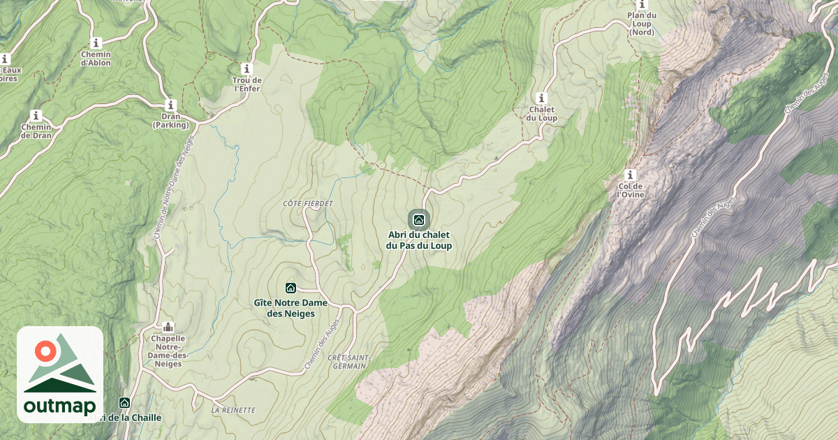 Map of Abri du chalet du Pas du Loup