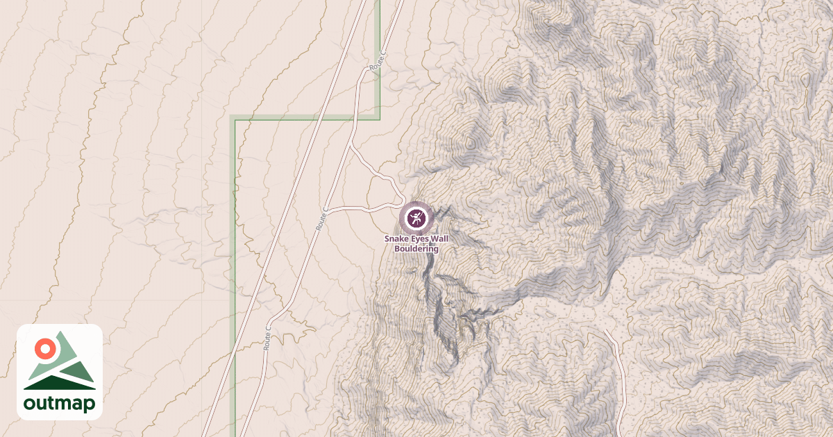Map of Snake Eyes Wall Bouldering