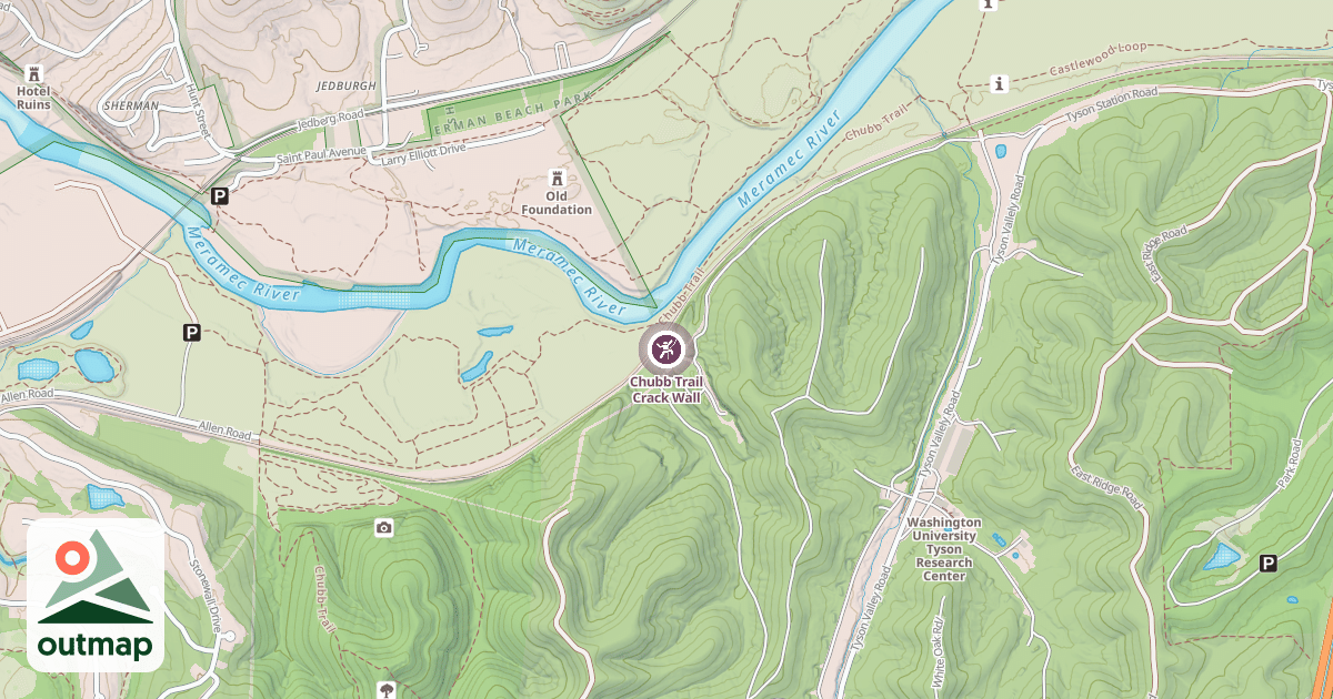 Map of Chubb Trail Crack Wall