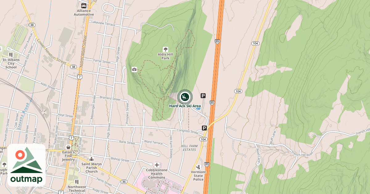 Map of Hard'Ack Ski Area