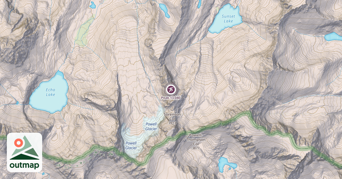 Map of Peak 13,040'