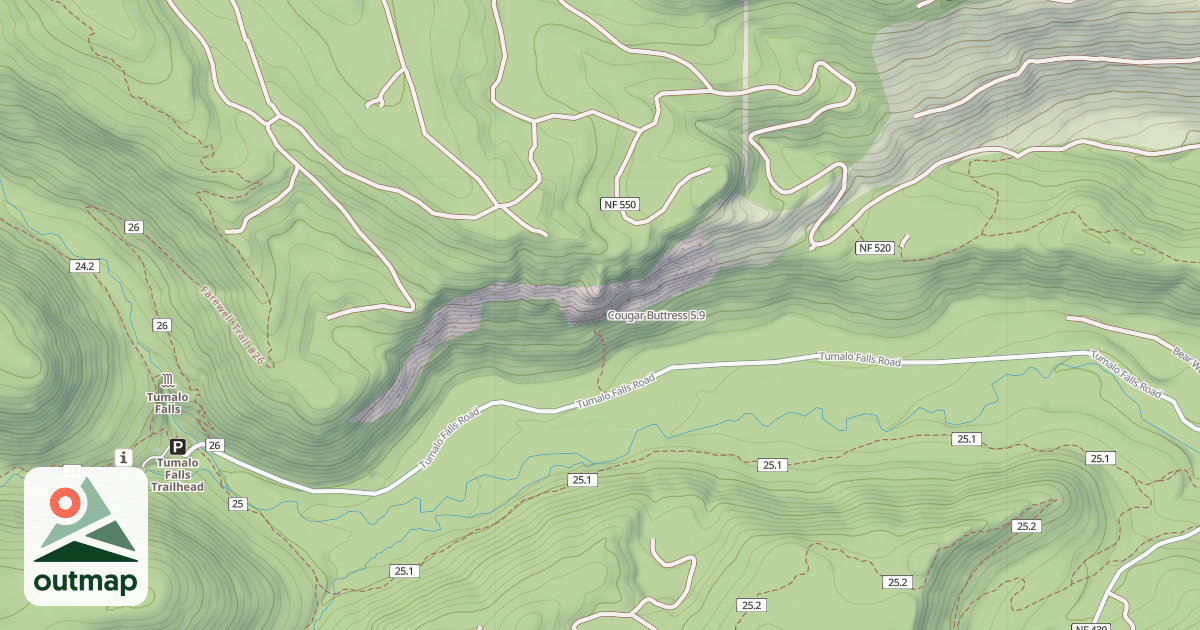 Map of Cougar Buttress