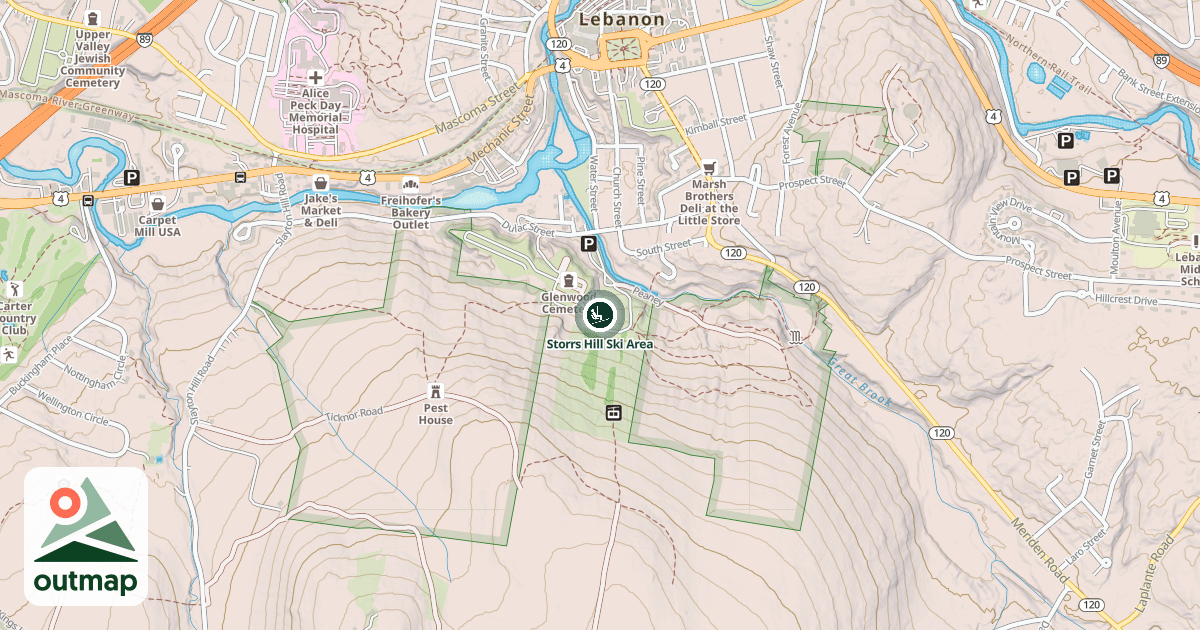 Map of Storrs Hill Ski Area