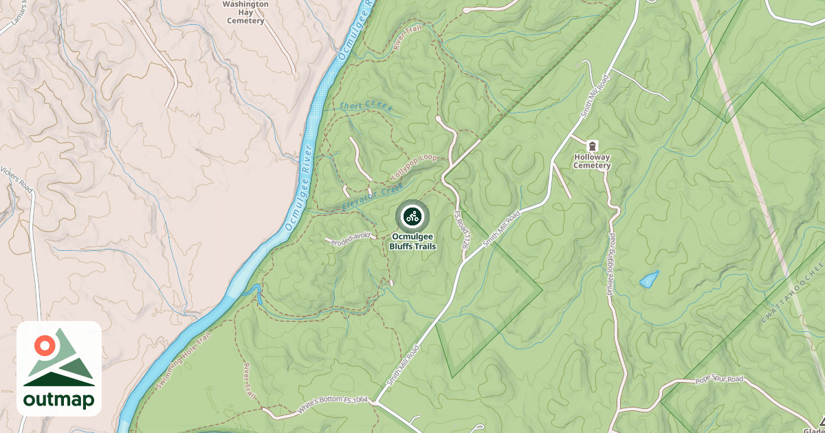 Map of Ocmulgee Bluffs Trails