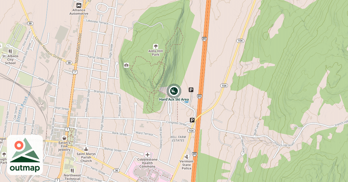 Map of Hard'Ack Ski Area