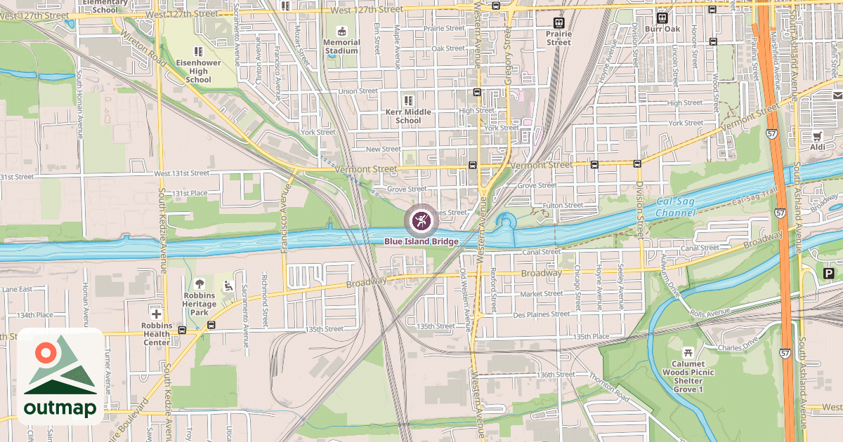 Map of Blue Island Bridge