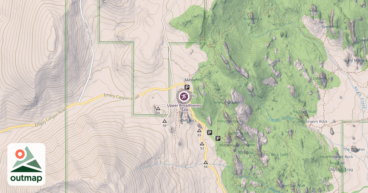 Map of Upper Breadloaves - East