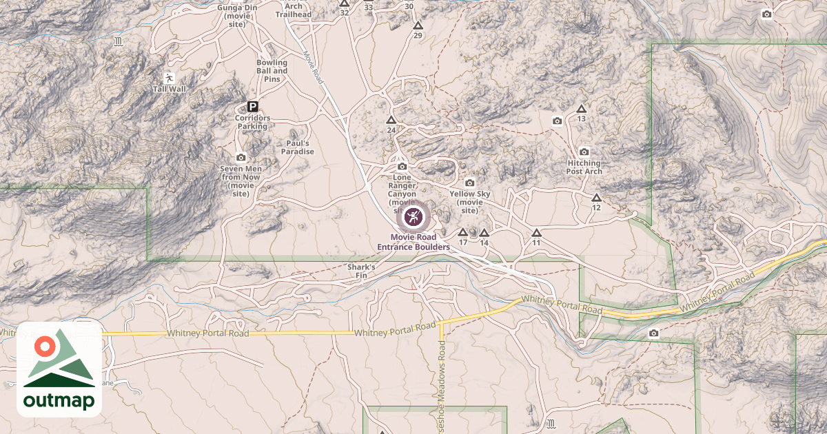 Map of Movie Road Entrance Boulders