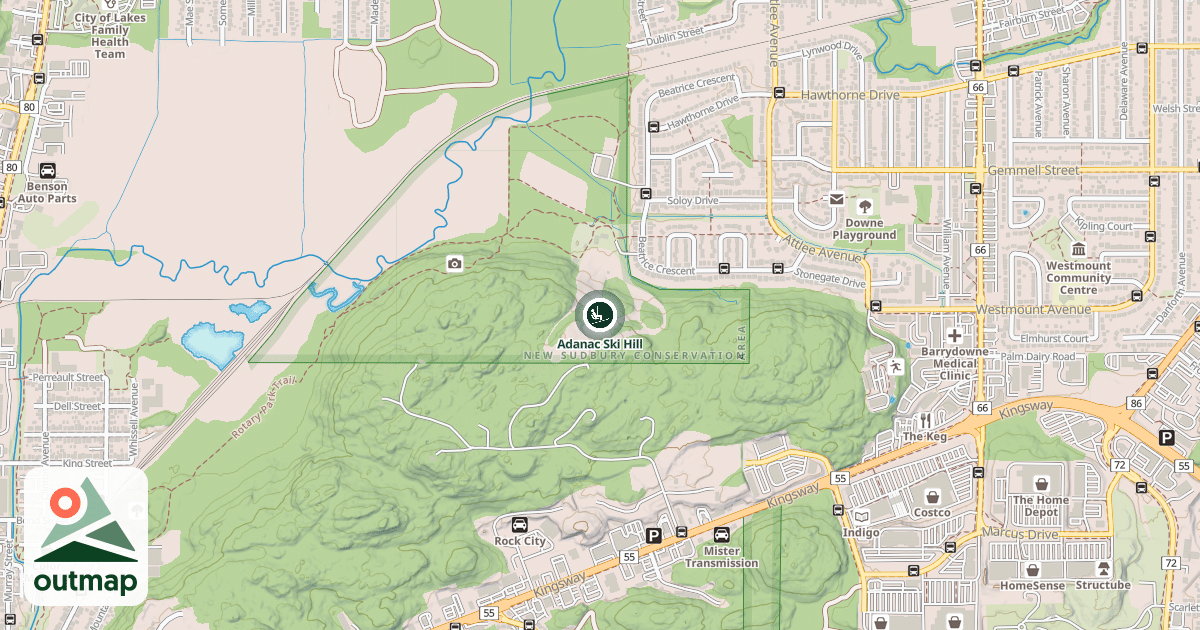 Map of Adanac Ski Hill