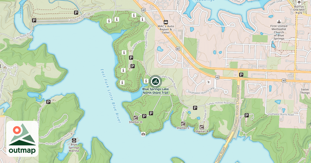 Map of Blue Springs Lake North Shore Trail