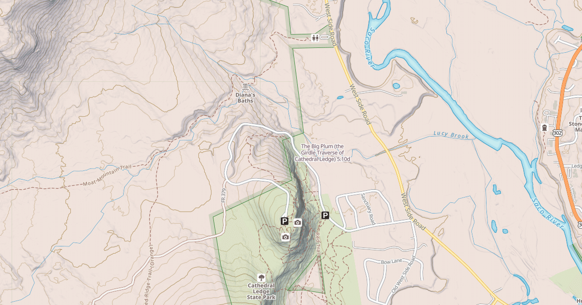Map preview of The Big Plum (the Girdle Traverse of Cathedral Ledge)