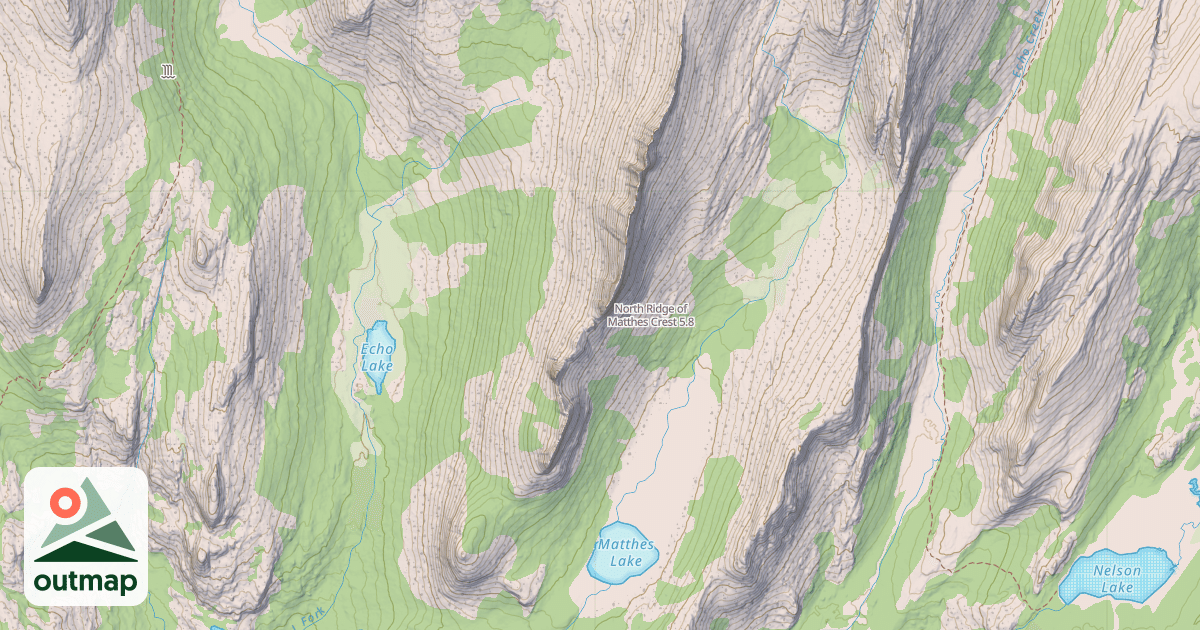 Map of North Ridge of Matthes Crest