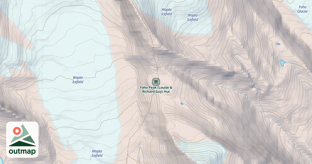 Map of Yoho Peak (Louise & Richard Guy) Hut